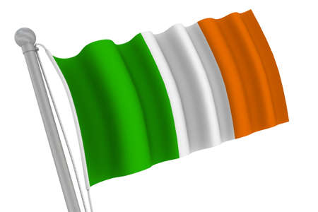 Ireland Flag On Pole waving in the windの写真素材
