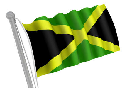 Jamaica Flag On Pole waving in the windの写真素材