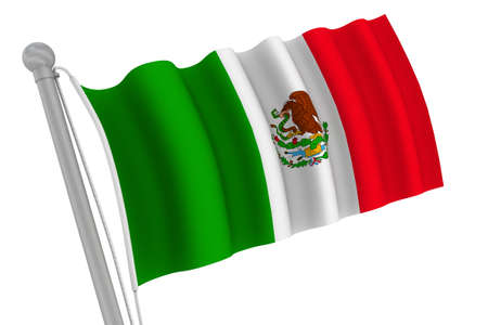 Mexico flag on pole waving in the windの写真素材