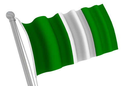 Nigeria flag on pole waving in the windの写真素材