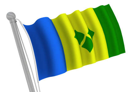 Saint Vincent flag on pole waving in the windの写真素材