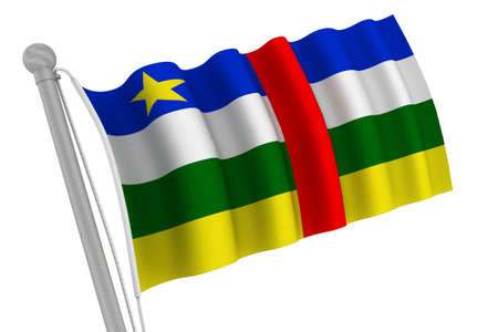 Central African Republic Flag On Pole waving in the windの写真素材