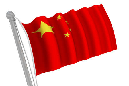 China Flag On Pole waving in the windの写真素材