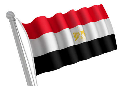 Egypt flag on pole waving in the windの写真素材