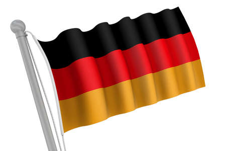 Germany flag on pole waving in the windの写真素材