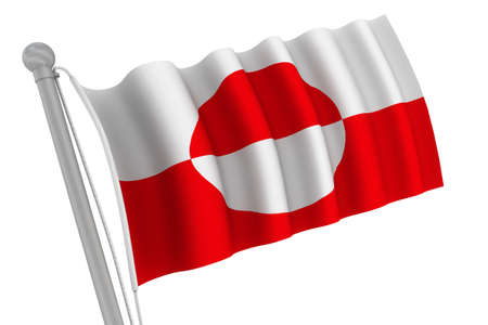 Greenland Flag On Pole waving in the windの写真素材