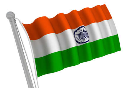 India Flag On Pole waving in the windの写真素材