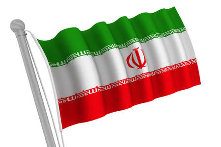 Iran Flag On Pole waving in the windの写真素材