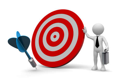 Business Man Dart off Target isolated on white backgroundの写真素材