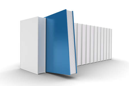 Blue Book on shelf isolated on white backgroundの写真素材