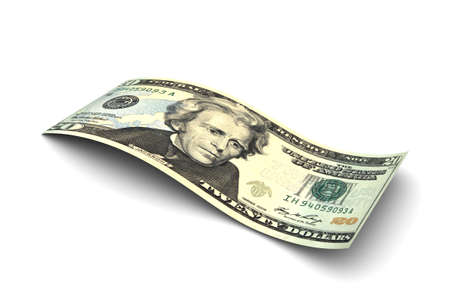 Twenty Dollar Bill isolated on white backgroundの写真素材