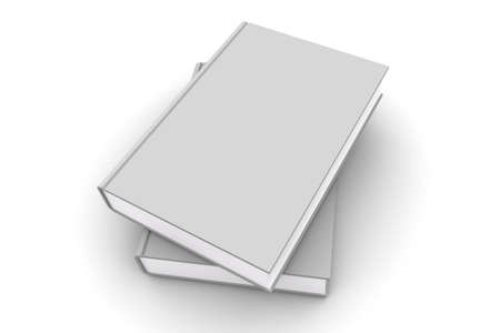 Two White Closed Books isolated on white backgroundの写真素材