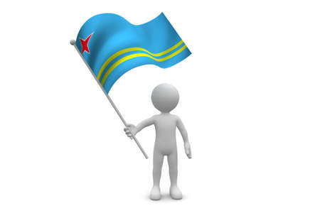 Aruba Flag waving isolated on white backgroundの写真素材