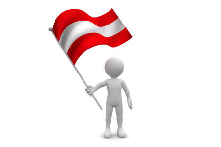 Austria Flag waving isolated on white backgroundの写真素材
