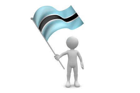 Botswana Flag waving isolated on white backgroundの写真素材