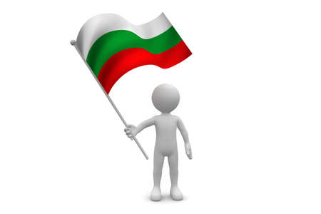 Bulgaria Flag waving isolated on white backgroundの写真素材