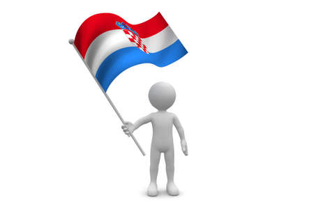 Croatia Flag waving isolated on white backgroundの写真素材