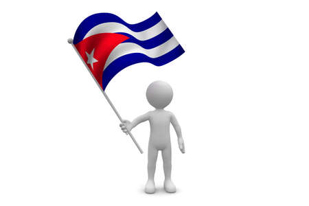 Cuba Flag waving isolated on white backgroundの写真素材