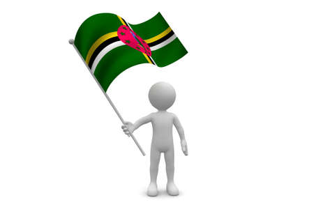 Dominica Flag waving isolated on white backgroundの写真素材