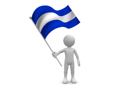 El Salvador Flag waving isolated on white backgroundの写真素材