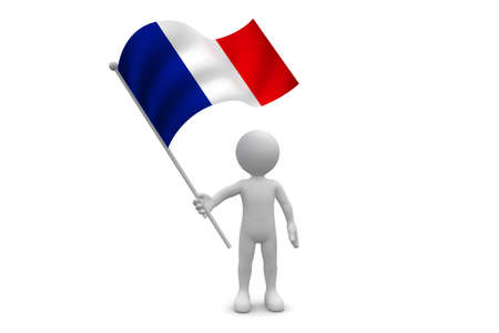 France Flag waving isolated on white backgroundの写真素材