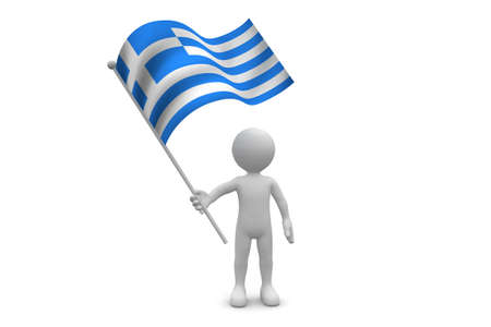 Greece Flag waving isolated on white backgroundの写真素材