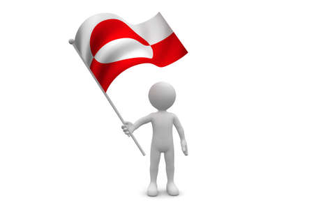 Greenland Flag waving isolated on white backgroundの写真素材