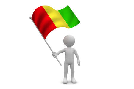 Guinea Flag waving isolated on white backgroundの写真素材