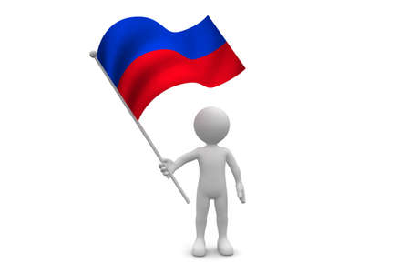 Haiti Flag waving isolated on white backgroundの写真素材