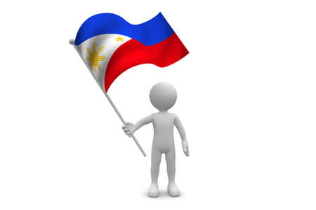 Philippines Flag waving isolated on white backgroundの写真素材
