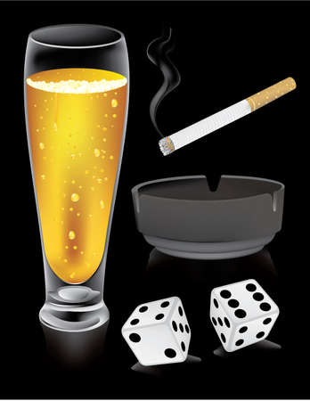 dice beer and cigarette vectorのイラスト素材