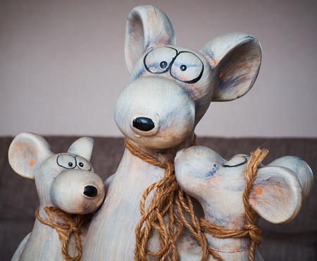 Mice family. Clay toy in the form of a souvenir.の写真素材
