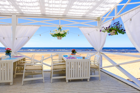 restaurant on the beachの写真素材