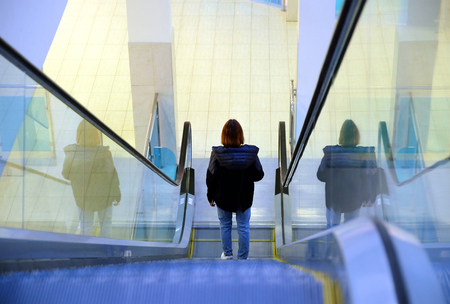 Escalator at the Mall. Modern interior of the shopping centerの写真素材