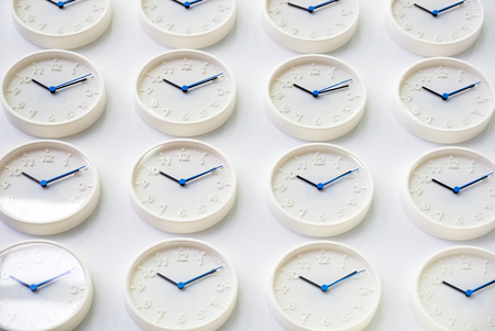 Clock on the wall, the symbol of Greenwich mean time. Design of premises