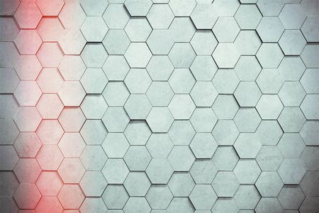 Geometric hexagons. Abstract silver metal background. Toning