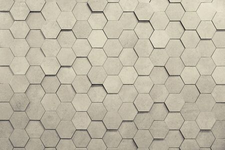 Geometric hexagons. Abstract silver metal background. Toning