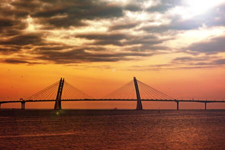 Beautiful set overlooking the blue sea. Summer background. Blue background. Ripples on the water. Summer holidayの写真素材