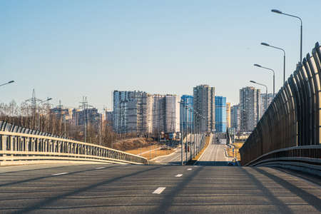 Ring road. A residential complex is on the horizon. Saint-Petersburg. Russia. July 27, 2020のeditorial素材