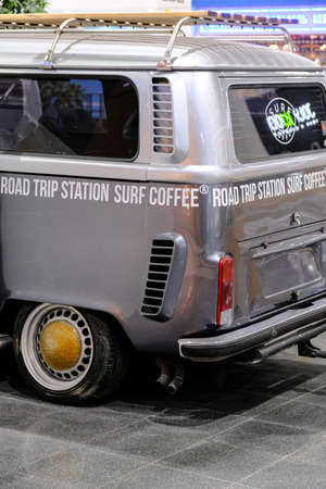 Cafe on wheels. Setting up fast food in the van. Saint-Petersburg. Russia. July 29 2020