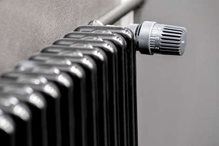 Black radiator, room heater with temperature controllerの写真素材