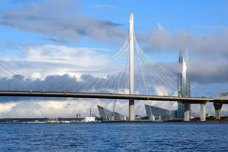 Lakhta center. The skyscraper is covered with floating clouds. Saint-Petersburg. Russia. September 8 2020のeditorial素材