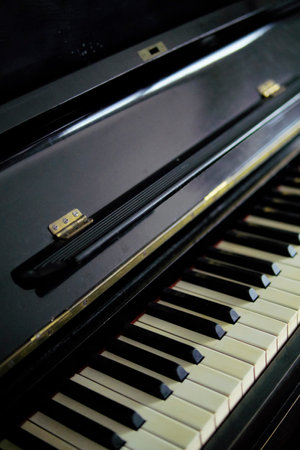 detail of classical piano keysの写真素材