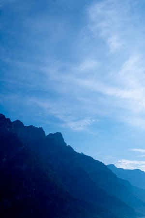mountain landscape in gradient silhouettesの写真素材