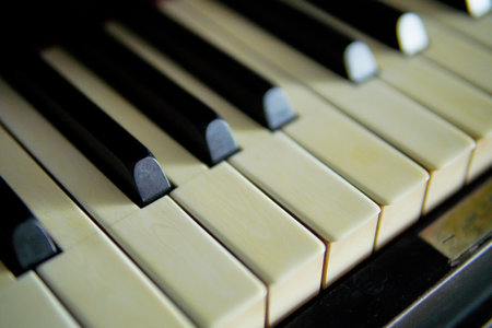 detail of classical piano keysの写真素材