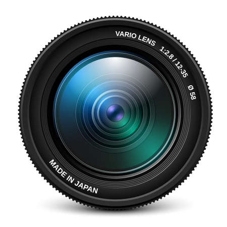 Camera lens isolated over white, vector illustrationのイラスト素材
