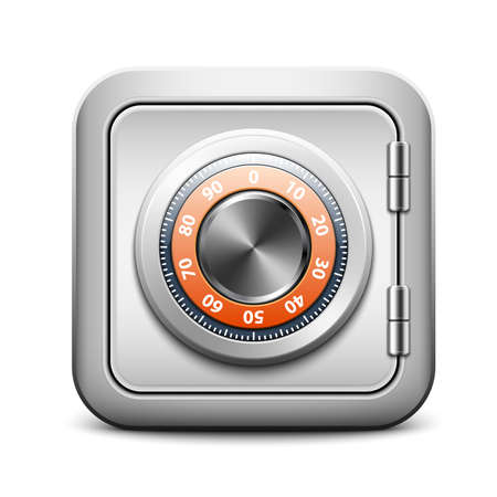 Metal safe icon with combination lock on white background, vectorのイラスト素材