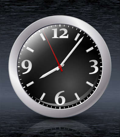 Analog clock icon on dark metal backgroungのイラスト素材