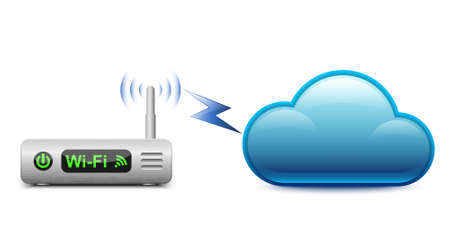 Icon of a wireless router connected to a cloud.  Vector Illustrationのイラスト素材