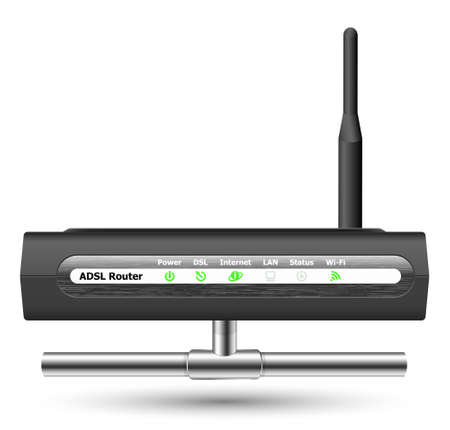 Wireless ADSL router icon with network connection. Vector Illustrationのイラスト素材